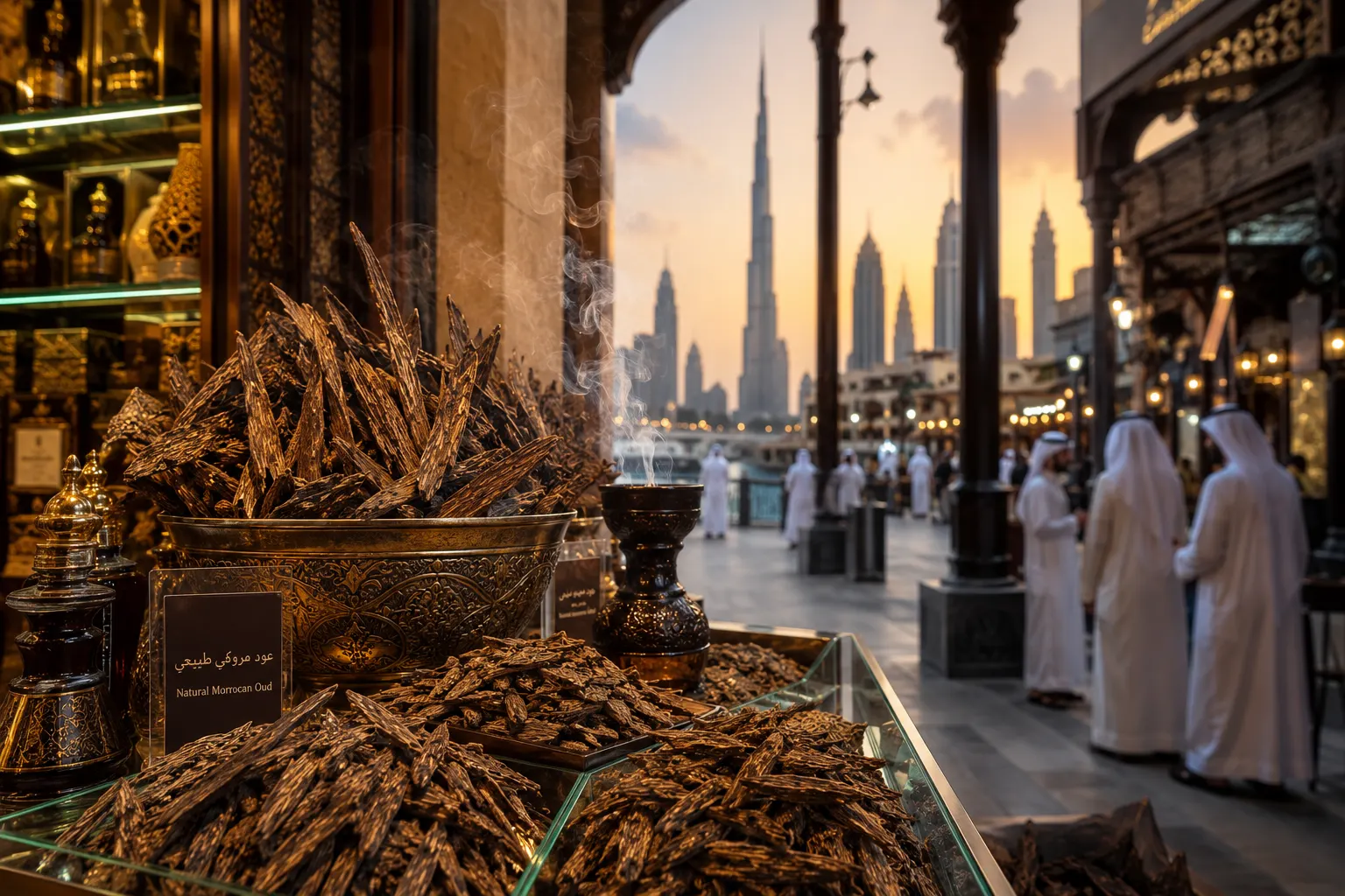 Agarwood oil and chips in Dubai market